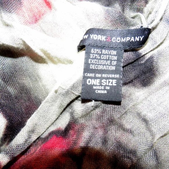 NY&Company Pink Black Tie Dye Oblong Scarf Wrap Shawl Sarong One Sz abt 72"x15" - Picture 5 of 13